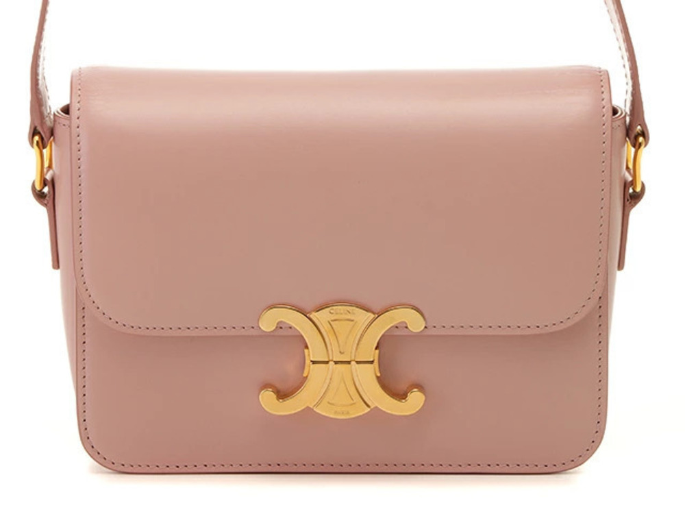 Celine Triomphe Shoulder Bag Pink Calfskin